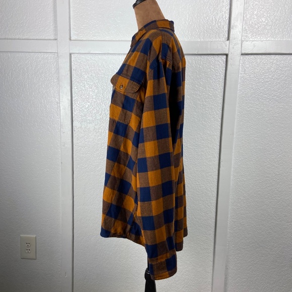Sonoma The Super Soft Flannel Shirt XXL Orange Blue Plaid 100% Cotton NWT - Picture 5 of 8